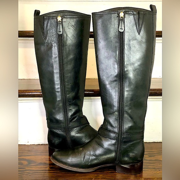 TORY BURCH Black Leather Moto Riding Boots Sz 7-1/2 - Picture 4 of 17